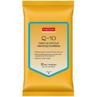 Purederm Q-10 make-up remover cleansing towelettes - salvetes dekoratīvās kosmētikas noņemšanai ar Q10, 30gab
