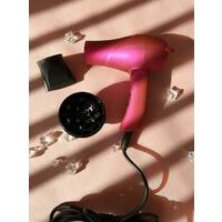 Diva Mini Hair Dryer Pink Rubber - Rozā ceļojumu fēns